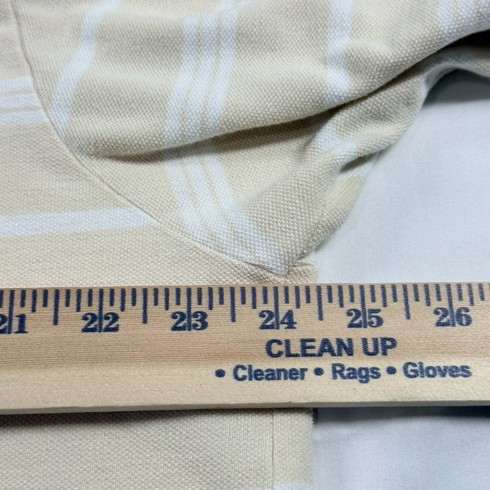 Vintage Polo Ralph Lauren Stripe Polo Shirt Mens XL Pocket USA Beige Cotton